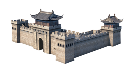 Ancient Chinese Fortress Wall 3D Model