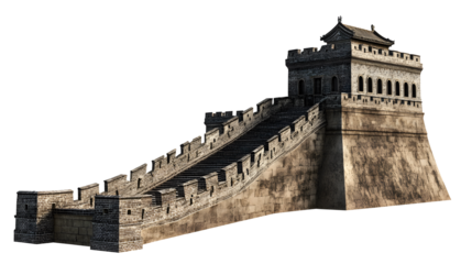 3D Model of the Great Wall of China with Tower