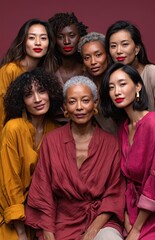 Fototapeta premium Diverse group of women posing together, celebrating diversity and female empowerment