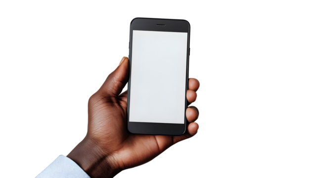 Hand Holding Smartphone with Blank Screen