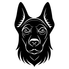 A clean vector dog face silhouettes on a white background, in black with simple vector style
