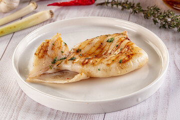 Fresh grilled calamari with herbs