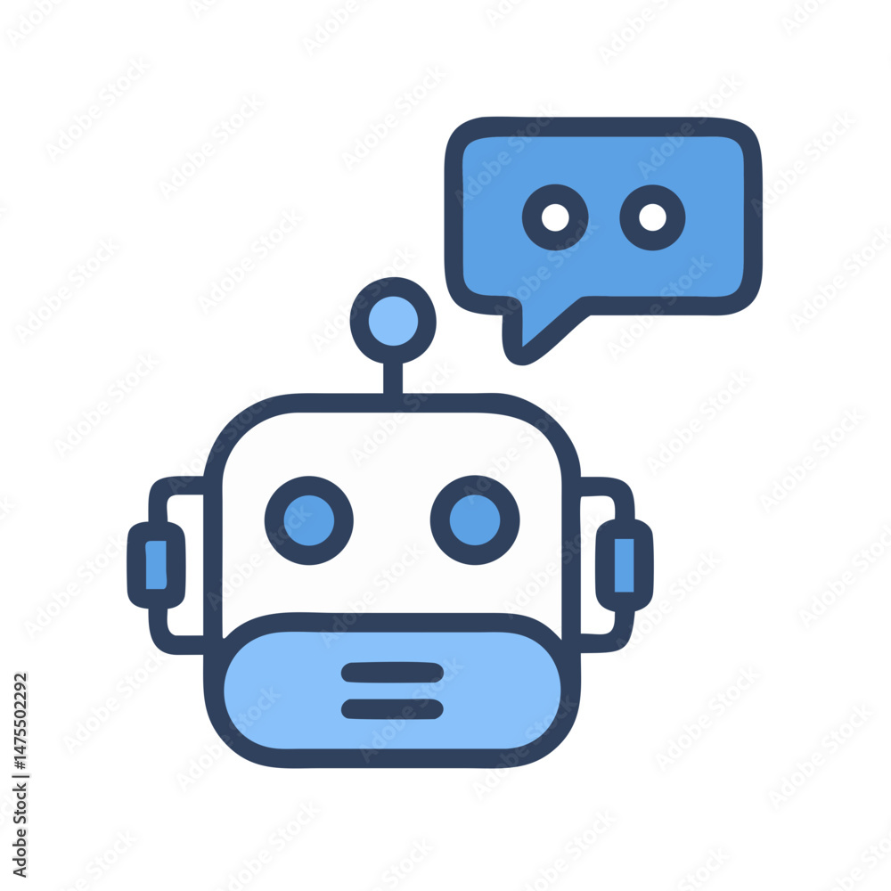 Poster chatbot icon with message bubble on black background