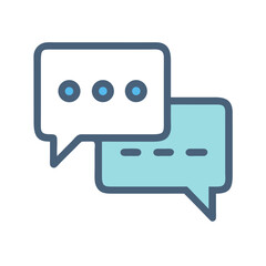 Two speech bubbles, messaging, communication, online interaction concept