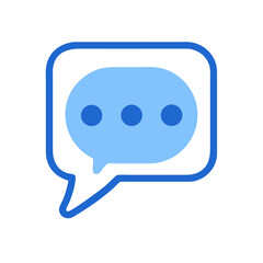 Blue chat bubble icon on a black background