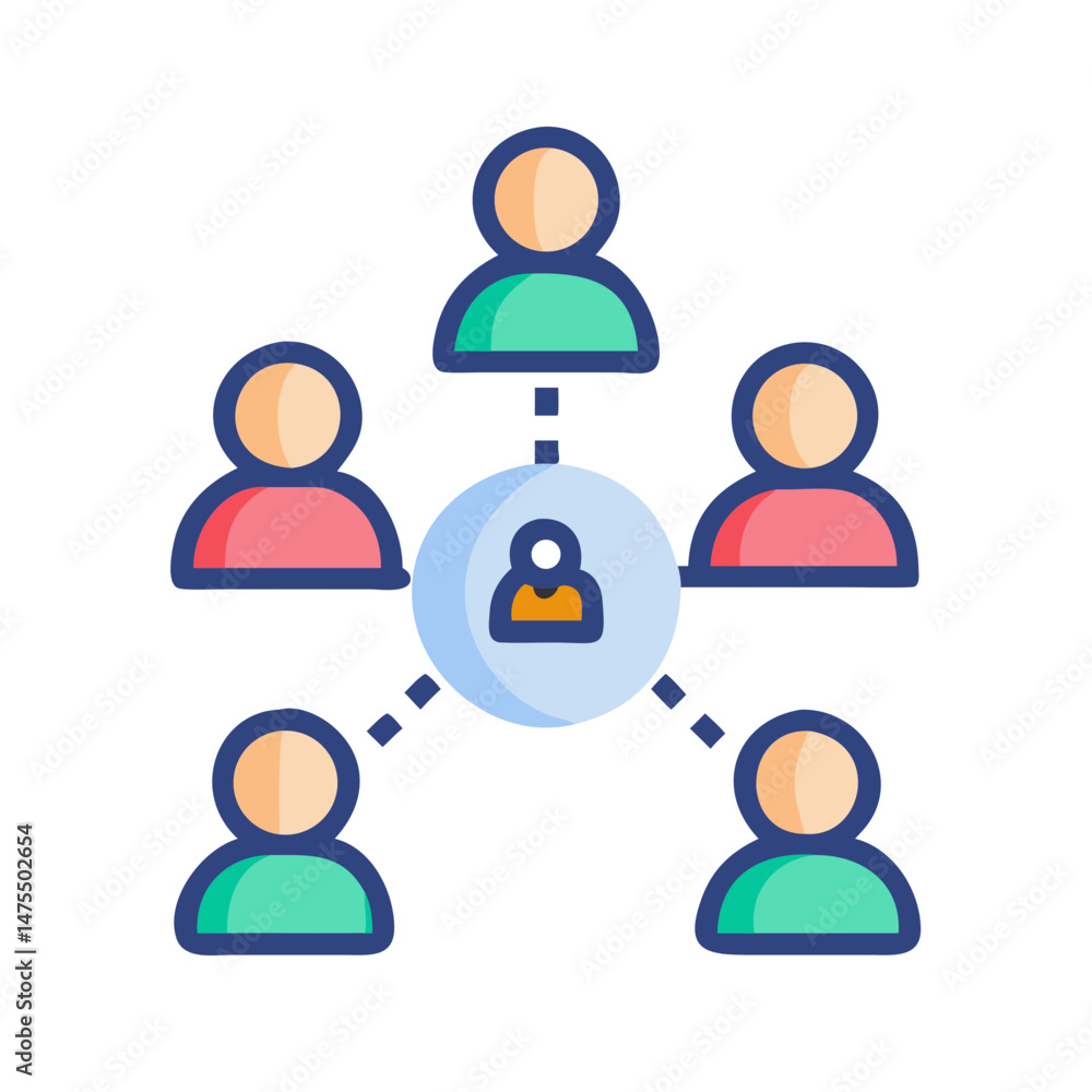 Poster network structure icon illustrating social communication and connection