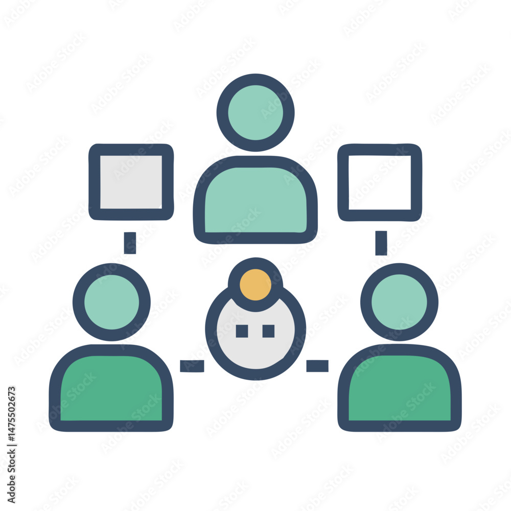 Poster colorful hierarchical structure with people, hierarchy, chart concept