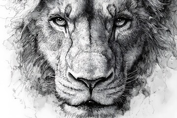 Majestic lion detailed artwork with fine hair strokes high resolution picture