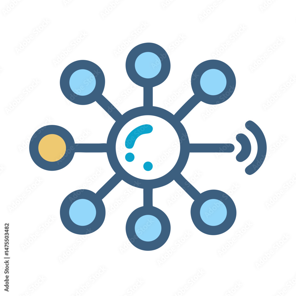 Poster data network icon: decentralized connection and communication