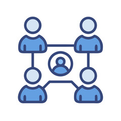 Obraz premium Team collaboration network with leader icon on black background