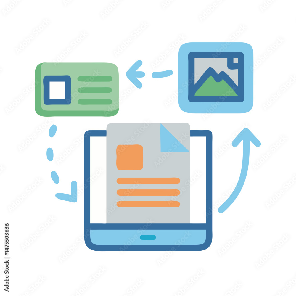 Poster data transformation with computer, image, and document icon