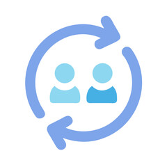 Team Rotation Concept - Two People with Circular Arrows