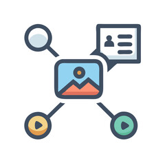 Content Management System Icon with Image and Data