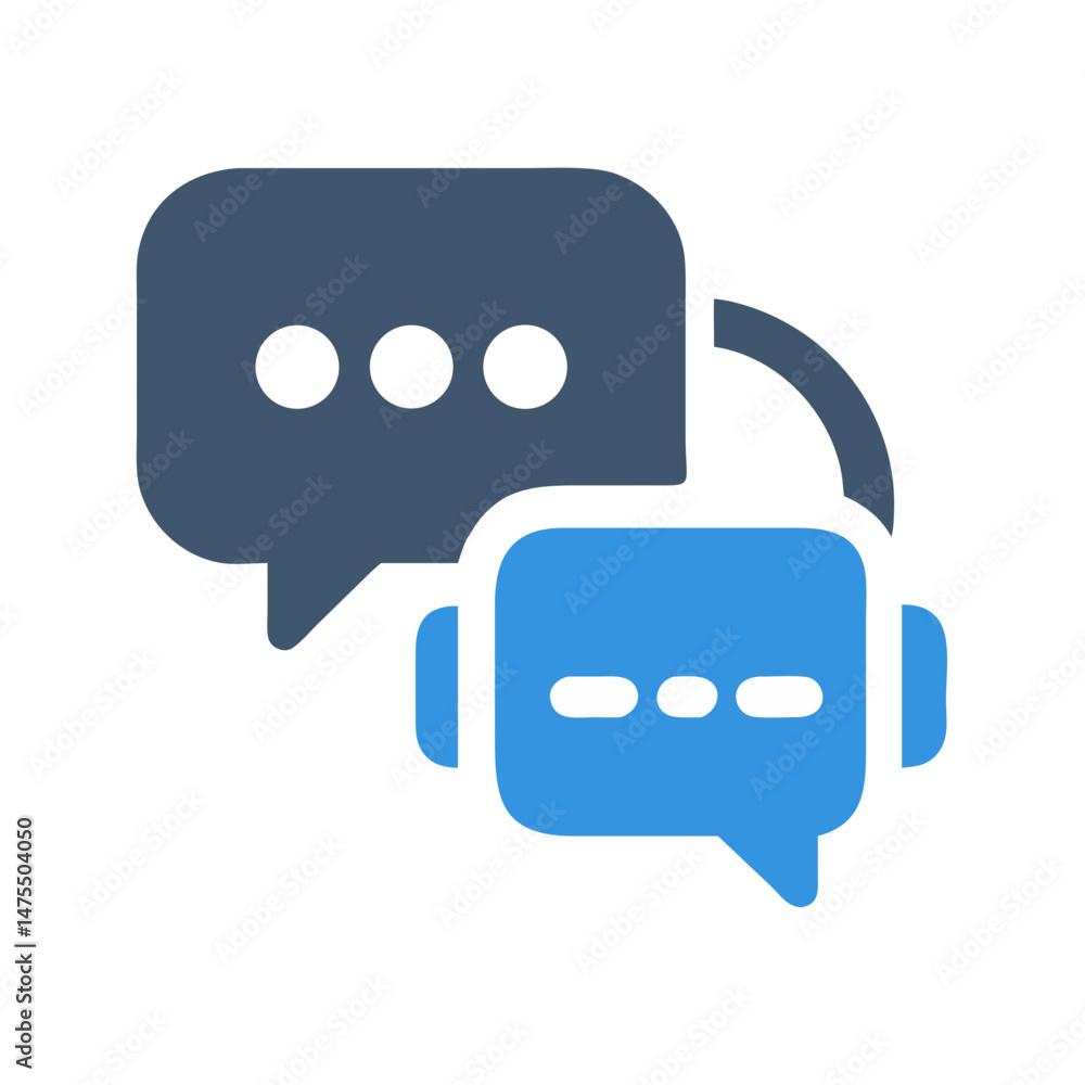 Poster chatbot icon with speech bubbles for support service