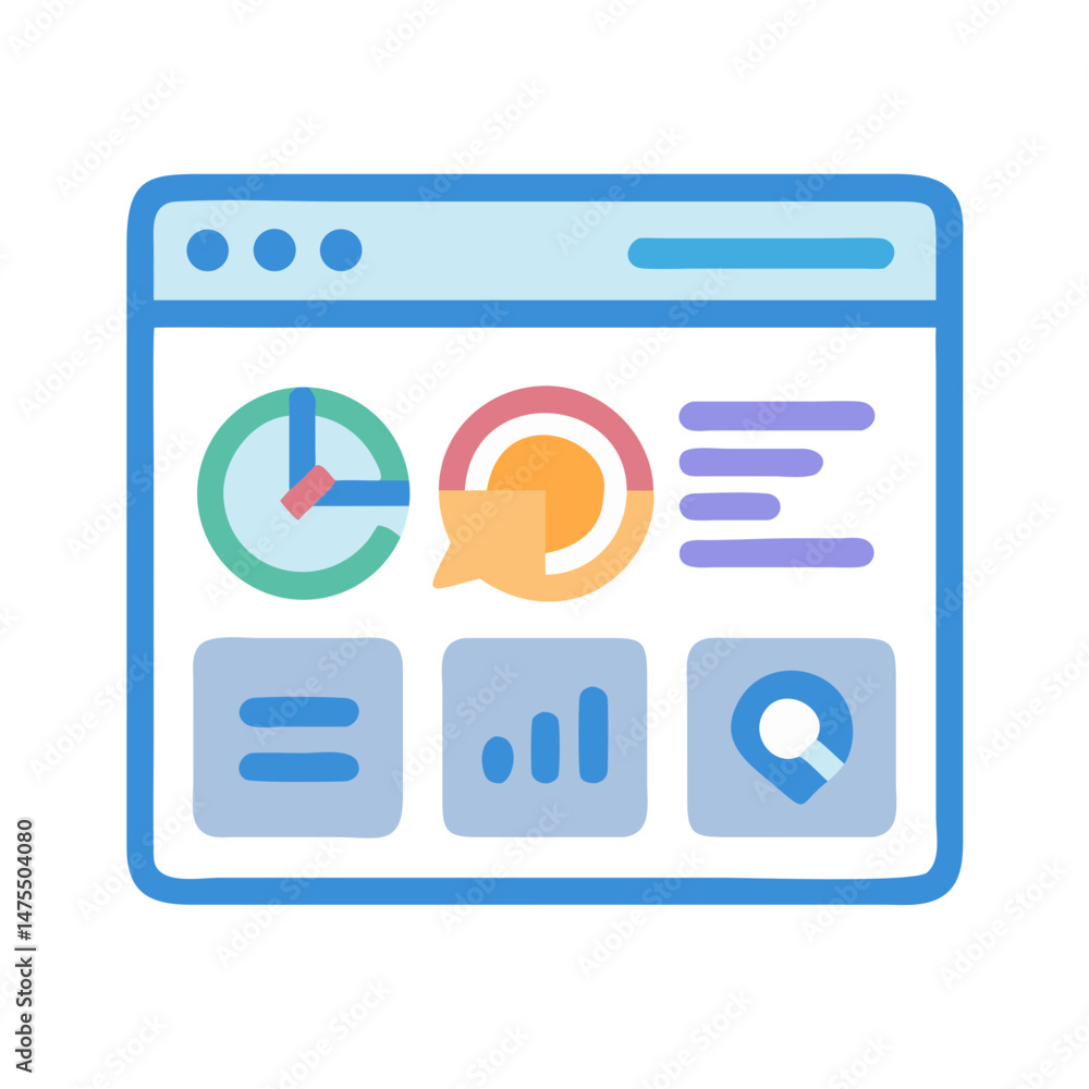 Poster dashboard interface illustration for business and data management