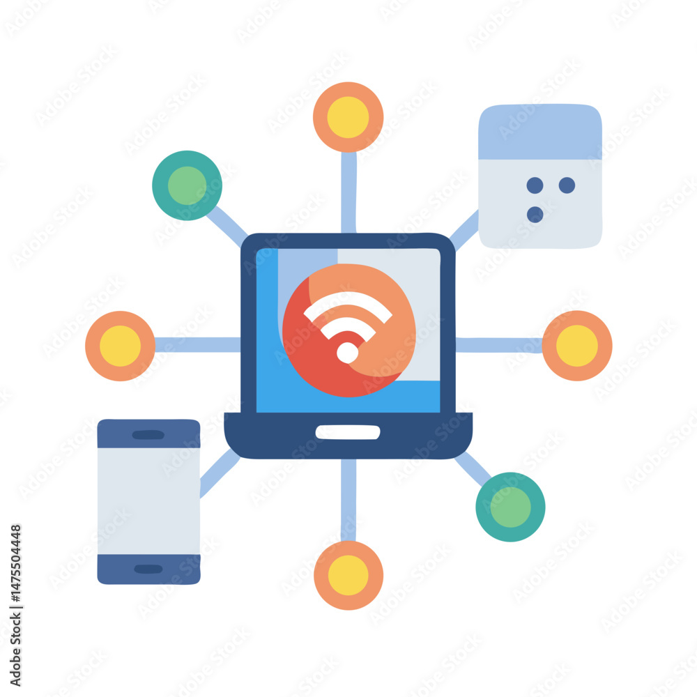 Poster connected devices sharing data via a centralized network