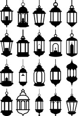 Elegant Collection of Ramadan Lanterns Festive Hanging Lights Islamic Decor Made with Adobe Illustrator
