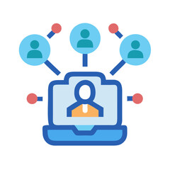 Fototapeta premium Laptop connecting to remote users in a network