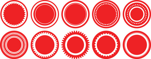 Ten Red Circular Frame Design Elements Perfect for Branding Logos Labels and Badges