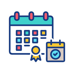 Schedule Success: Calendar with Checklist and Award Icon