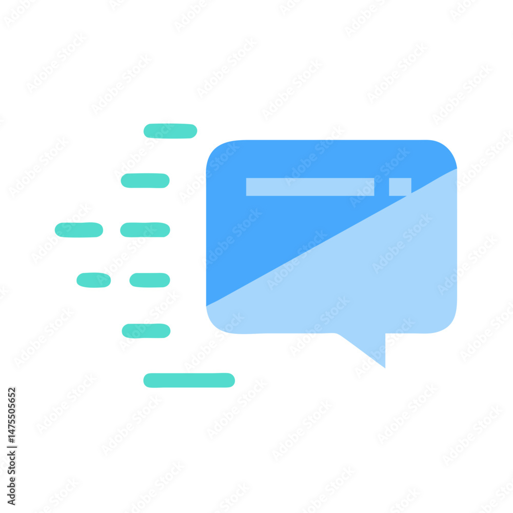 Poster modern communication bubble icon with motion lines design