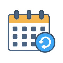 Calendar with refresh icon, representing scheduling and updates