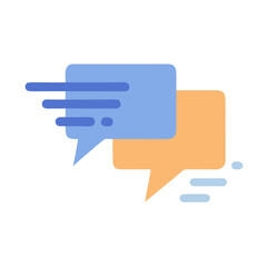 Two chat bubble icons overlapping, fast communication concept