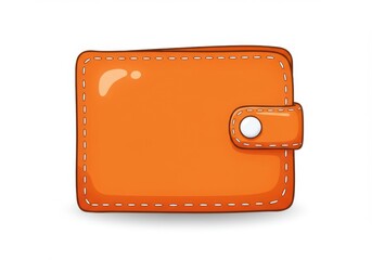 Illustration of an orange wallet with a button on a plain white background