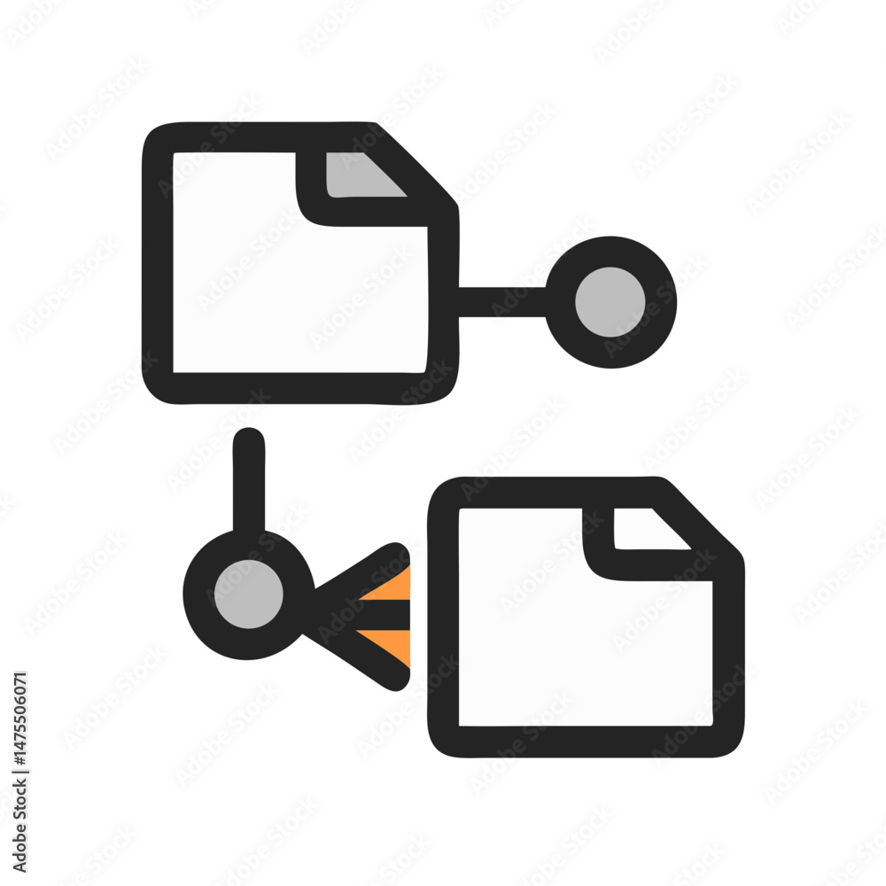 Poster file transfer icon concept with documents linked together