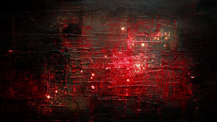 Distressed Red Overlay on Dark Surface with Scratches