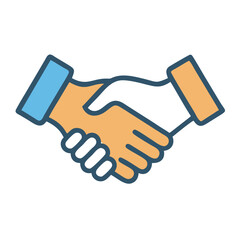 Colorful handshake icon representing business deal or partnership
