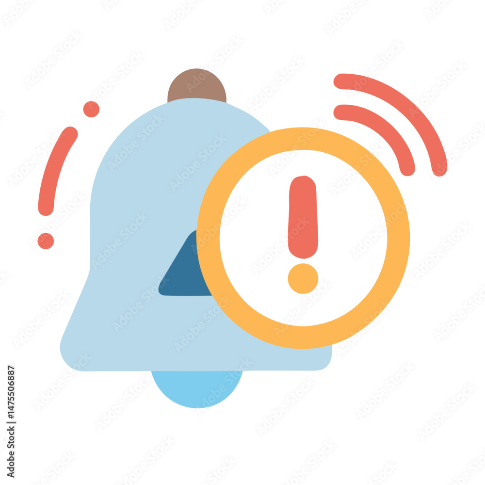 Poster alert notification bell vector icon with attention symbol