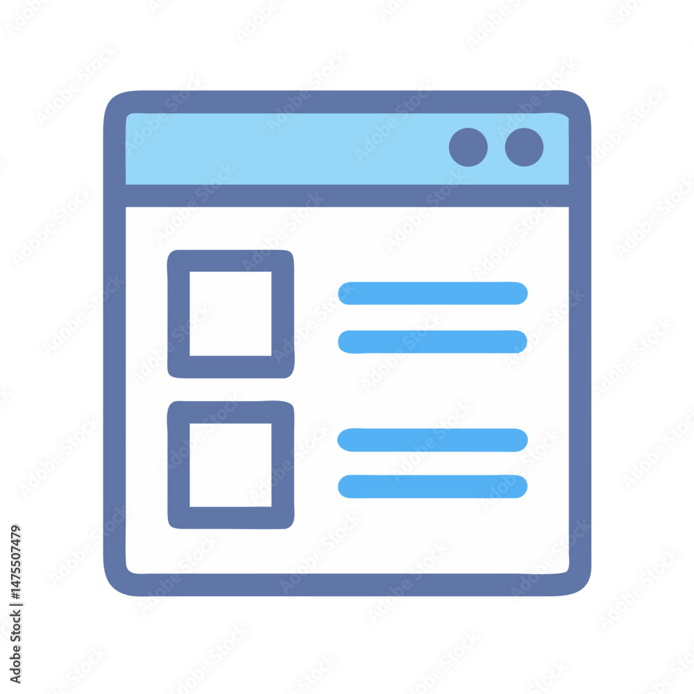 Poster stylized web browser window with content layout illustration