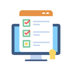 Online Checklist with Checkmarks and Bulb on Computer