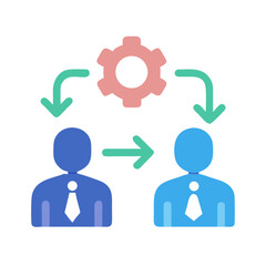 Collaboration process icon with two people and cog