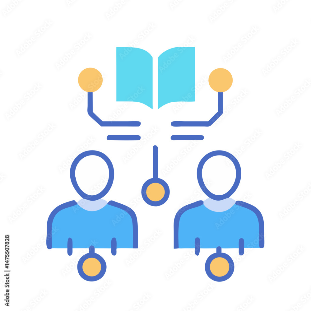 Poster knowledge sharing and learning with digital connection icon