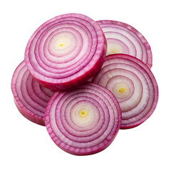 Red Onion Slices Isolated On Transparent Background. Onion Slices PNG.