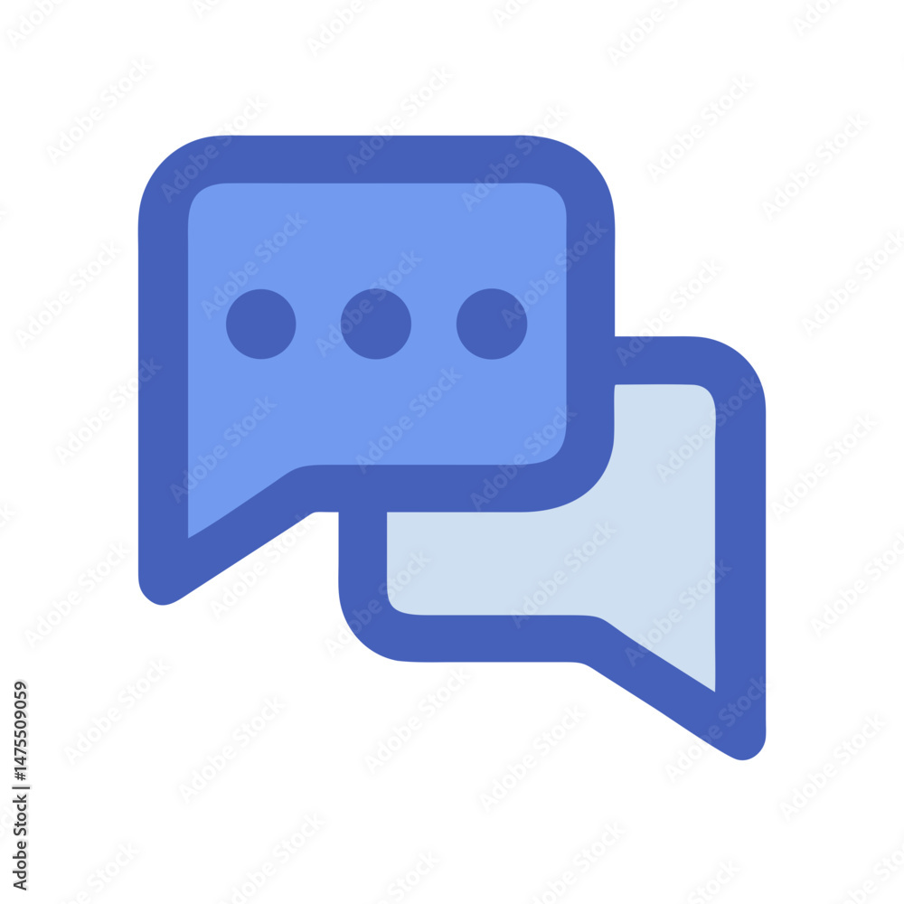 Poster blue messaging bubbles icon for communication and notifications