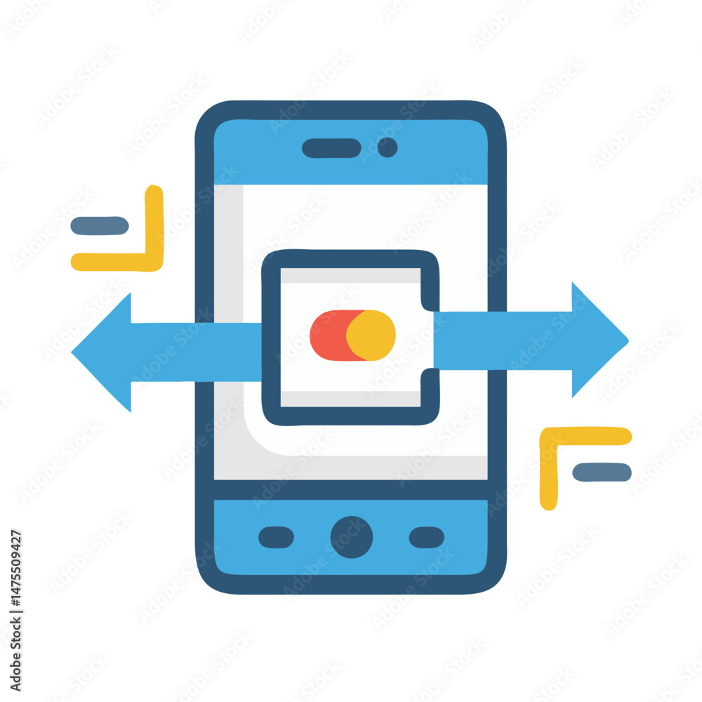 Poster mobile phone data transfer or syncing process concept