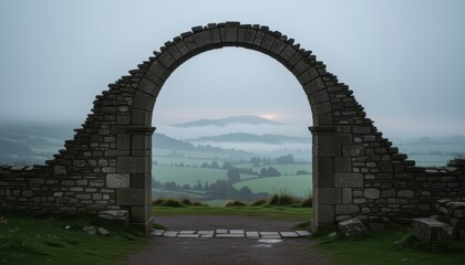 curved entrance in a masonry wall
