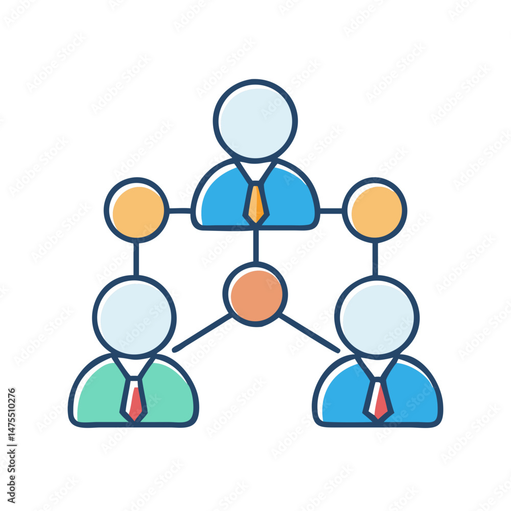 Poster organization chart icon showing business hierarchy with managers