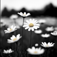 Obraz premium Daisy Bouquet in Black and White