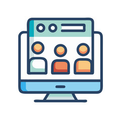 Online Meeting Platform with Team on Computer Screen