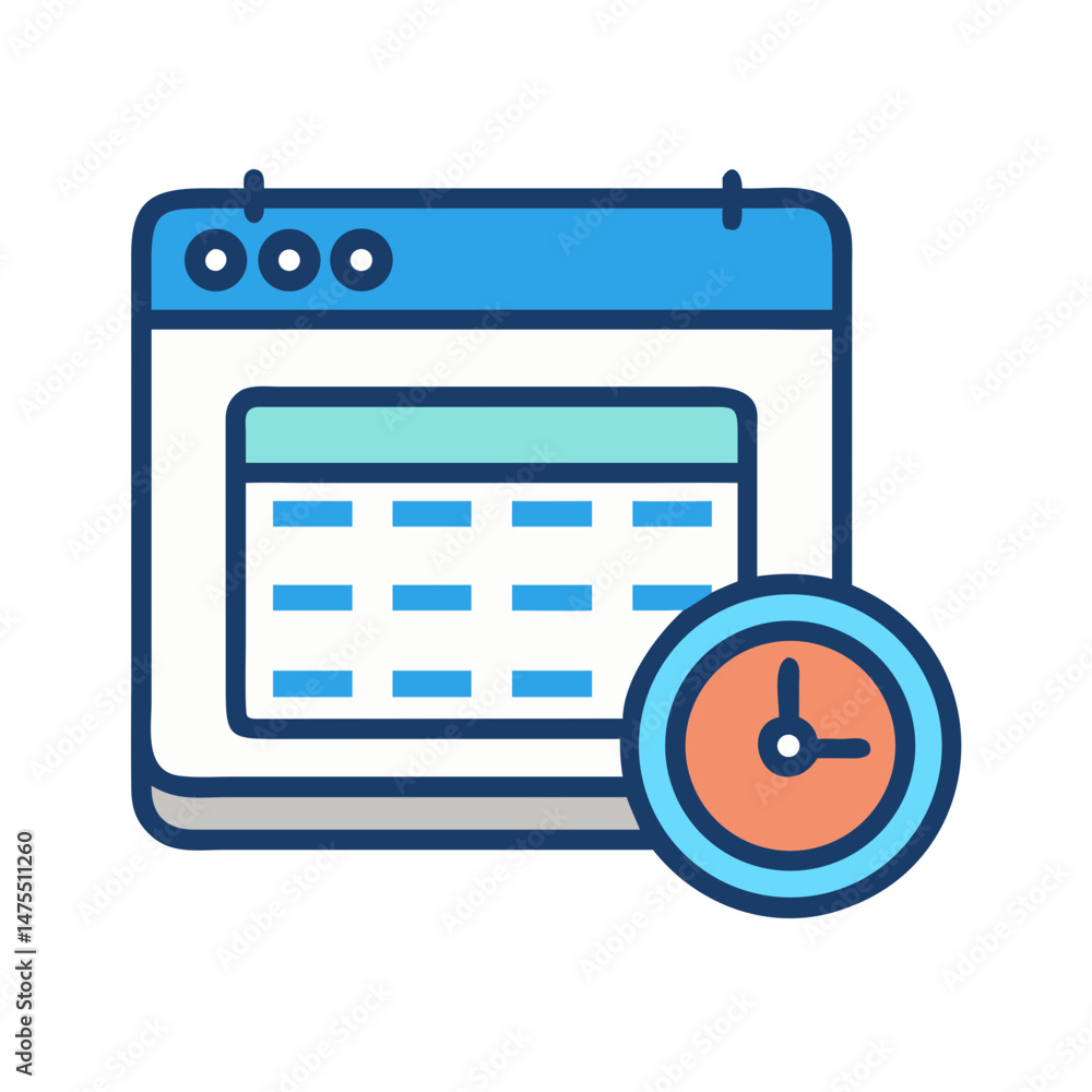 Poster appointment scheduling reminder with clock and calendar icon