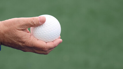 Hand with a field hockey ball.