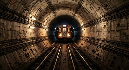 Obraz premium train running inside a tunnel 