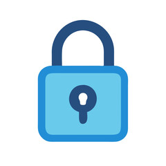 Blue padlock icon, security and protection concept, graphic design