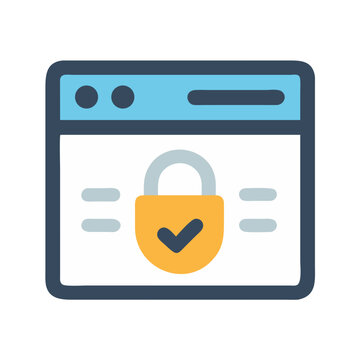 Secure website or application with padlock and checkmark