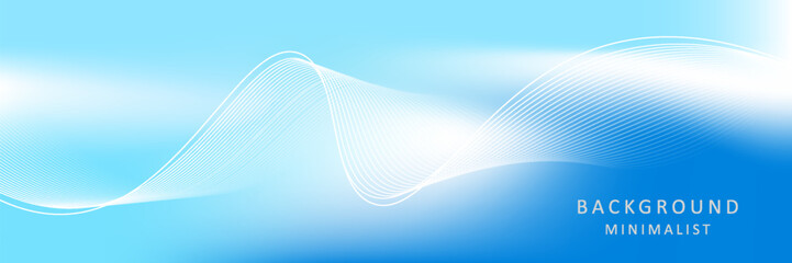 Abstract blue gradient background with shining lines waves. Minimalist background for banner, poster, cover, brochure, flyer, website. EPS 10