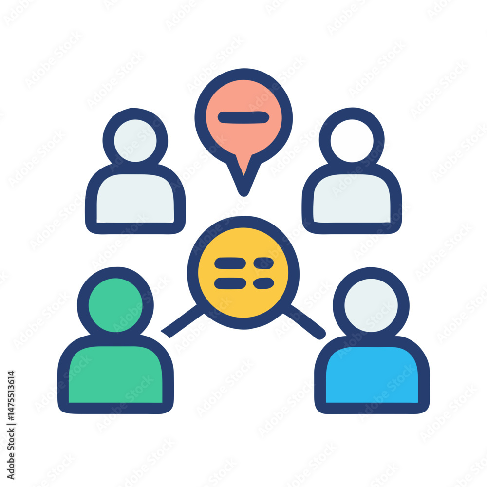 Poster team communication breakdown: conflict and problem solving icon